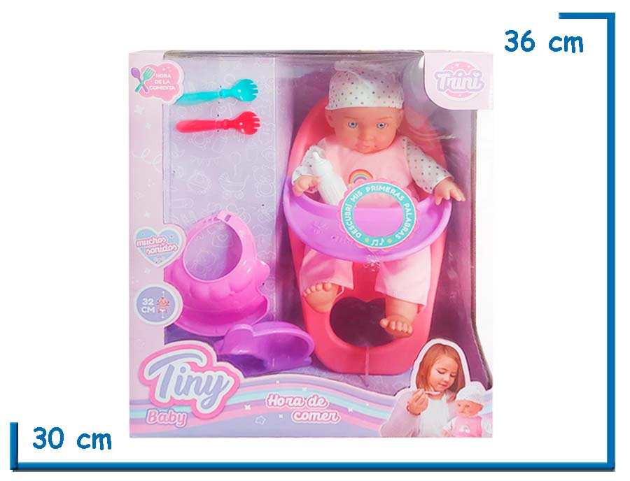TINY BABY HORA DE COMER BEBE ROPA ROSA CON SONIDO