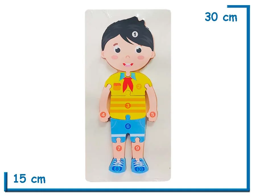 ENCASTRE DE MADERA NIÑO ROMPECABEZAS NUMERADO