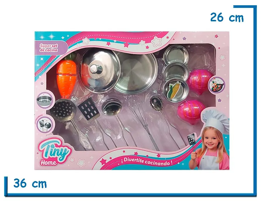 TINY HOME SUPER SET DE COCINA UTENSILIOS Y VEGETALES CON ABROJO