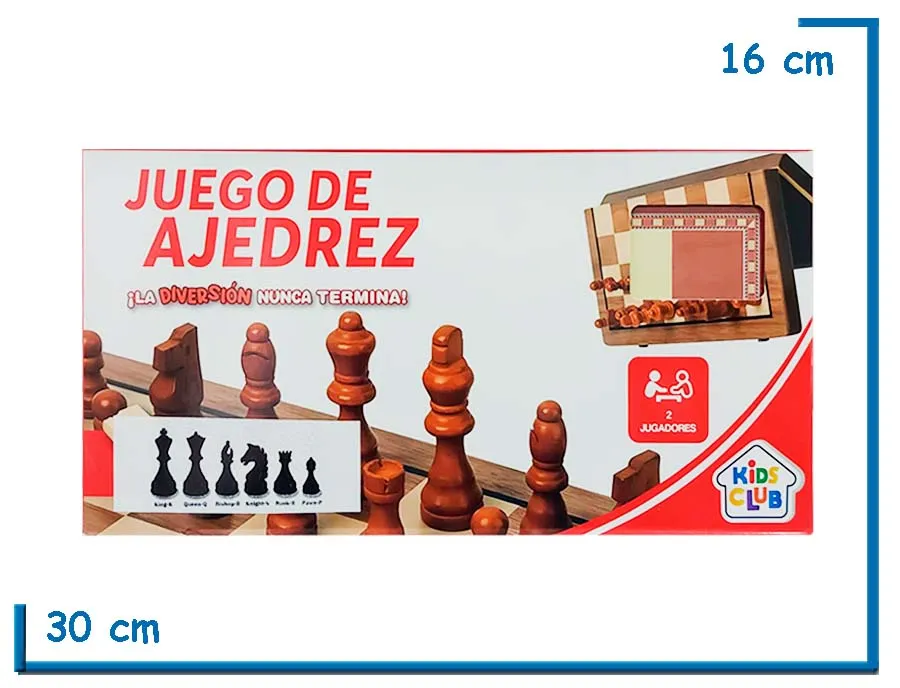 KIDS CLUB JUEGO DE AJEDREZ DE MADERA GRANDE (CAJA ROJA)