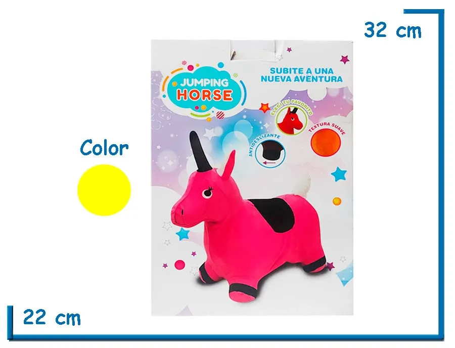UNICORNIO SALTARIN PELUCHE AMARILLO EN CAJA 50X42X25