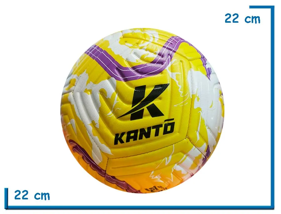 PELOTA DE CUERO Nø5 KANTO REFORZADA AMARILLA BLANCA Y VIOLETA