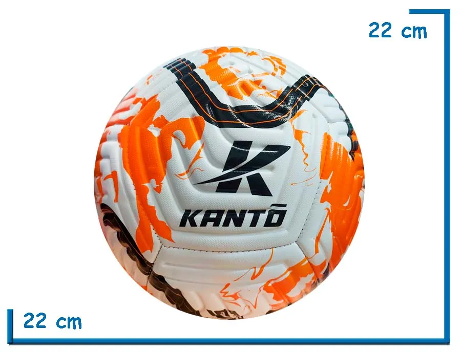PELOTA DE CUERO Nø5 KANTO REFORZADA BLANCA NARANJA Y NEGRA
