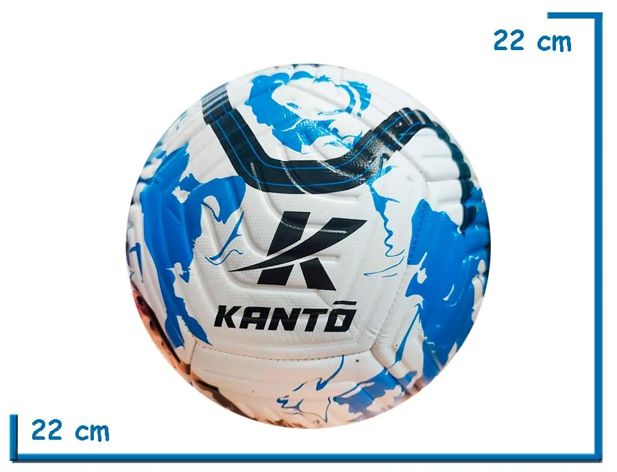 PELOTA DE CUERO Nø5 KANTO REFORZADA BLANCA AZUL Y NEGRA