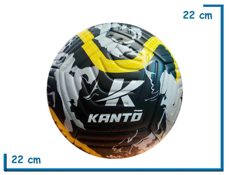 PELOTA DE CUERO Nø5 KANTO REFORZADA NEGRA BLANCA Y AMARILLA