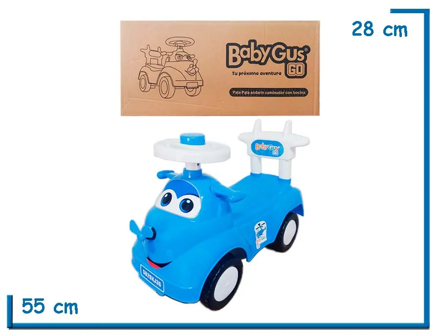 BABY GUS GO PATA PATA ANDARIN CAMINADOR AVION CELESTE CON BOCINA