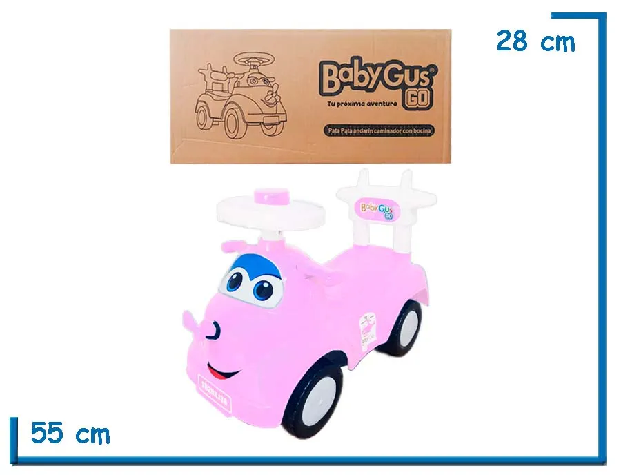 BABY GUS GO PATA PATA ANDARIN CAMINADOR AVION ROSA CON BOCINA