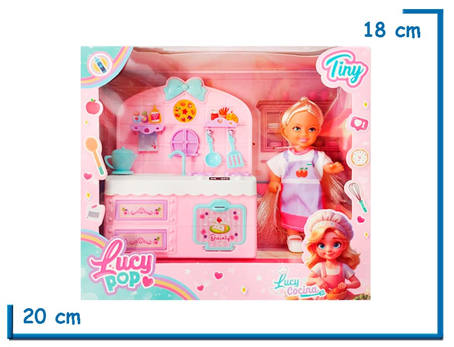 TINY LUCY POP LUCY COCINA MU¥ECA CON COCINA ROSA