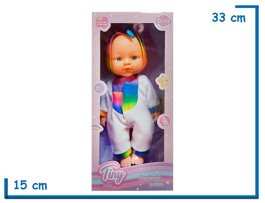 TINY BABY SARA BEBE DISFRAZ UNICORNIO BLANCO 29CM