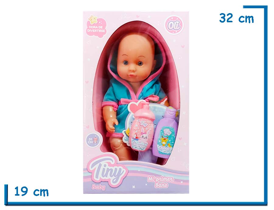 TINY BABY OLI BEBE BATA TURQUESA CON BA¥ERA Y ACCESORIOS 31CM