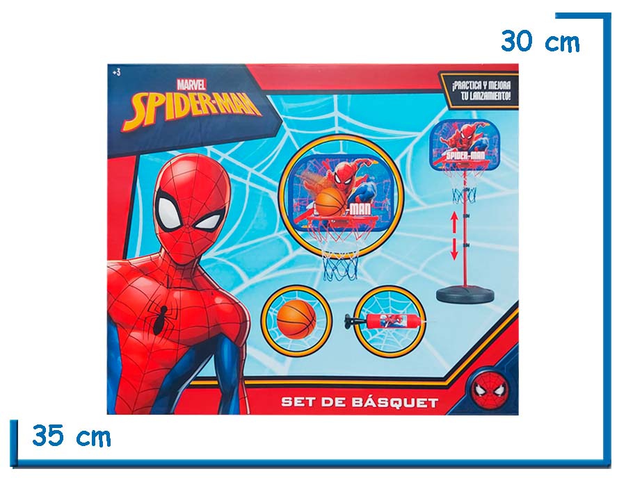SPIDER-MAN SET DE BASQUET ARO DE PIE CON PELOTA E INFLADOR