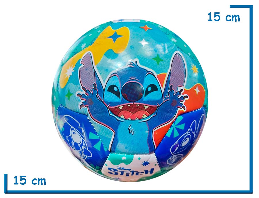 PELOTA DE CUERO N§2 STITCH ABRAZO AZUL BLANCA Y VERDE