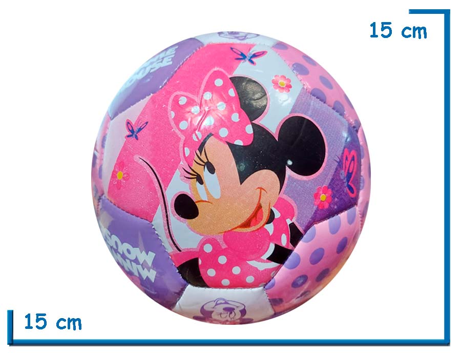 PELOTA DE CUERO N§2 MINNIE MARIPOSAS BLANCA VIOLETA Y ROSA