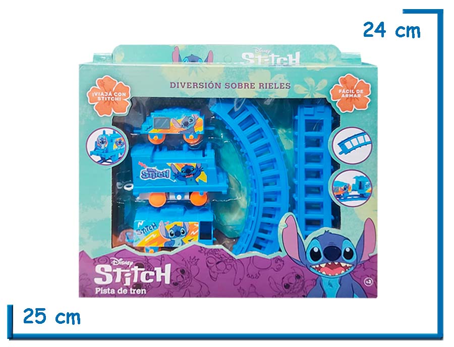 STITCH PISTA DE TREN 8 SEGMENTOS 3 VAGONES