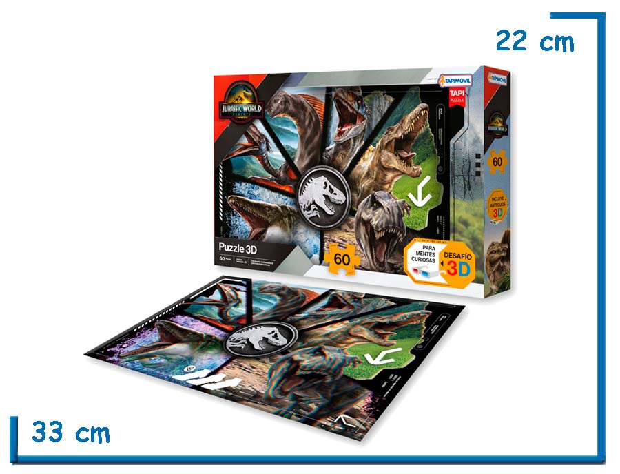 JURASSIC WORLD PUZZLE 3D 60PZS CON ANTEOJOS