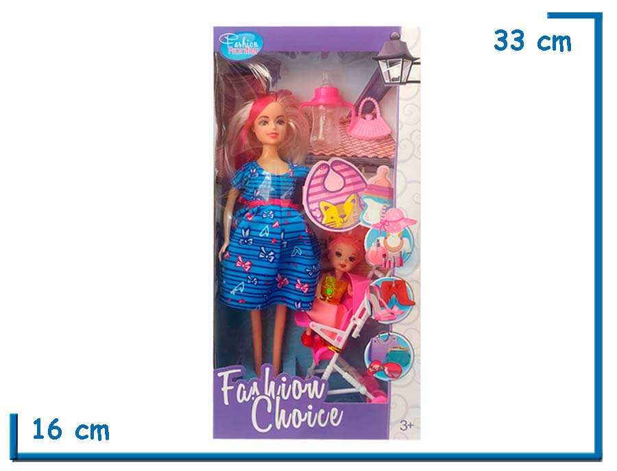 FASHION CHOICE MU¥ECA VESTIDO CELESTE CON ACCESORIOS