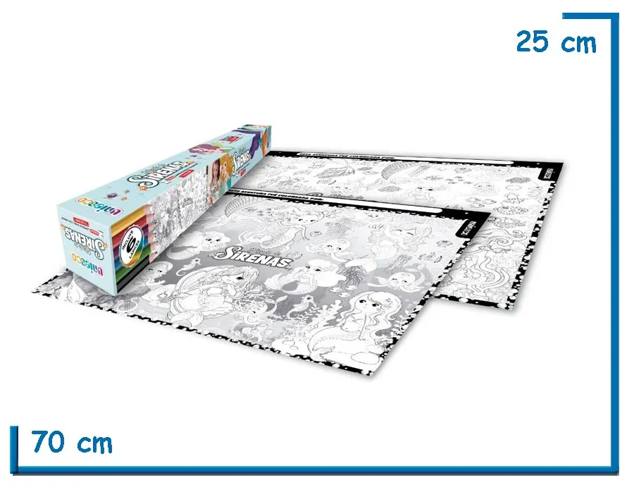 MUNDO DE SIRENAS 2 SUPER LAMINAS PARA COLOREAR