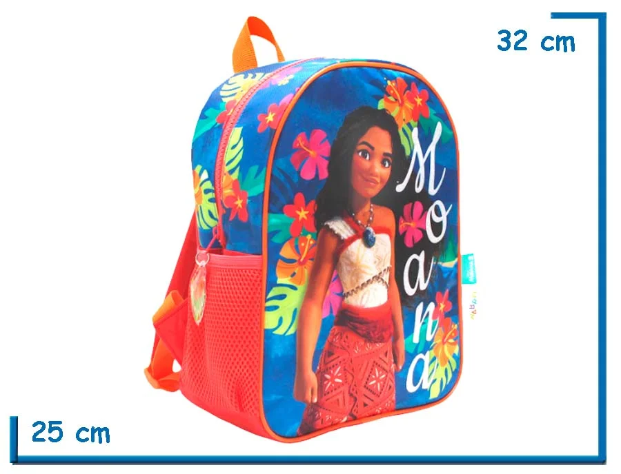 MOCHILA ESPALDA 12″ MOANA ROJA FLORES Y HOJAS