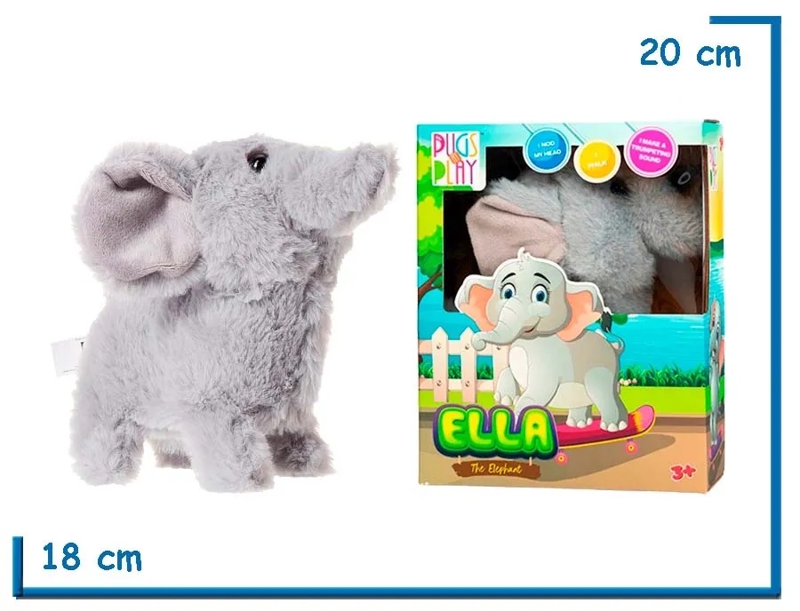 PUGS AT PLAY ELLA THE ELEPHANT CON MOVIMIENTO Y SONIDO