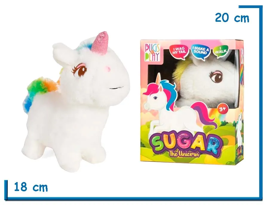 PUGS AT PLAY SUGAR THE UNICORN CON MOVIMIENTO Y SONIDO