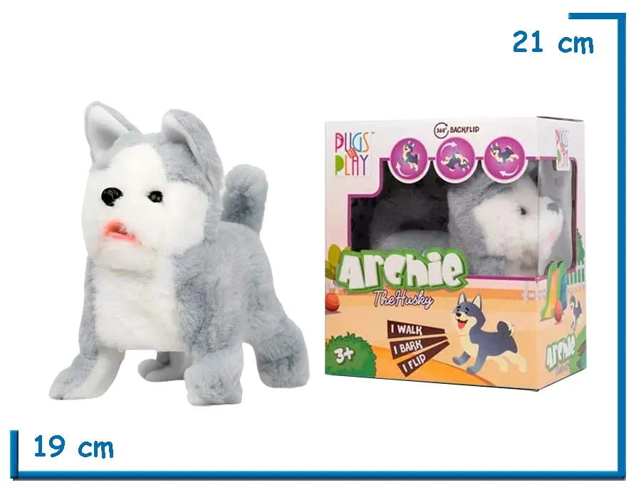 PUGS AT PLAY ARCHIE THE HUSKY CON MOVIMIENTO Y SONIDO