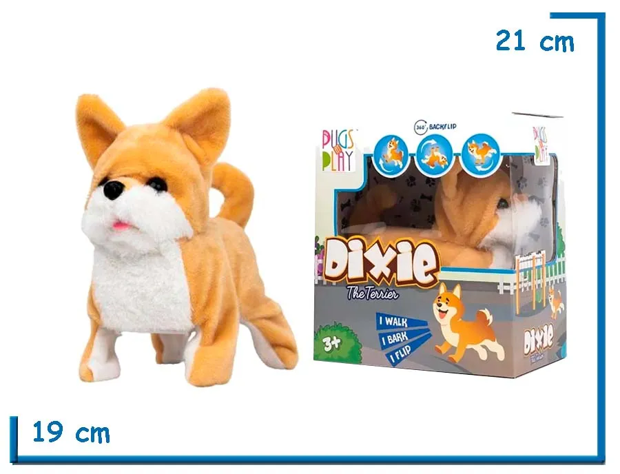 PUGS AT PLAY DIXIE THE TERRIER CON MOVIMIENTO Y SONIDO