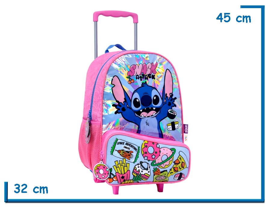 MOCHILA CARRO 16? STITCH ROSA SNACK ATTACK