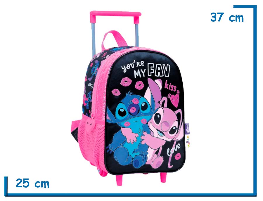 MOCHILA CARRO 12? STITCH NEGRA YOU RE MY FAV