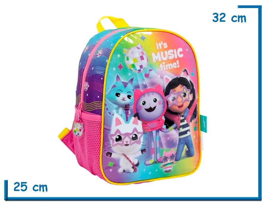 MOCHILA ESPALDA 12” GABBY DOLLHOUSE AMARILLA ITS MUSIC TIME