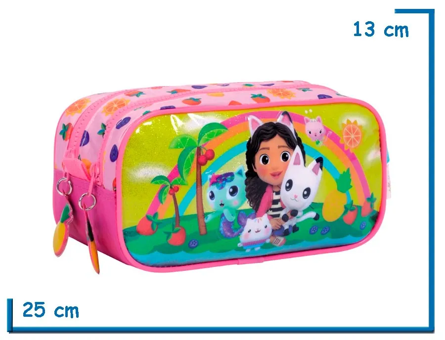 PORTALAPIZ DOBLE GABBYS DOLLHOUSE ROSA ARCOIRIS