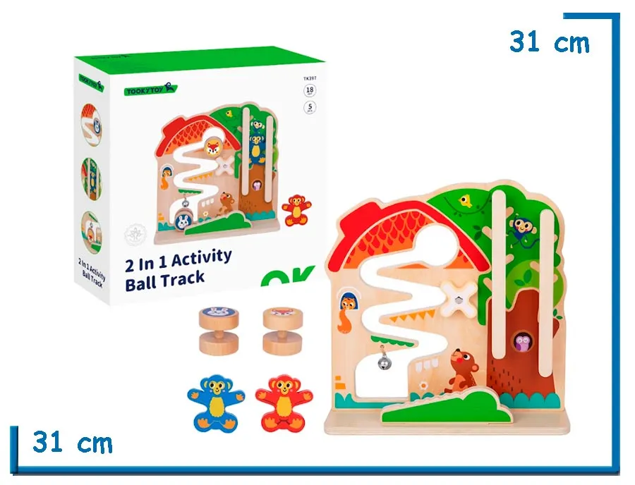 TOOKY TOY 2 IN 1 ACTIVITY BALL TRACK PLAYSET DE MADERA