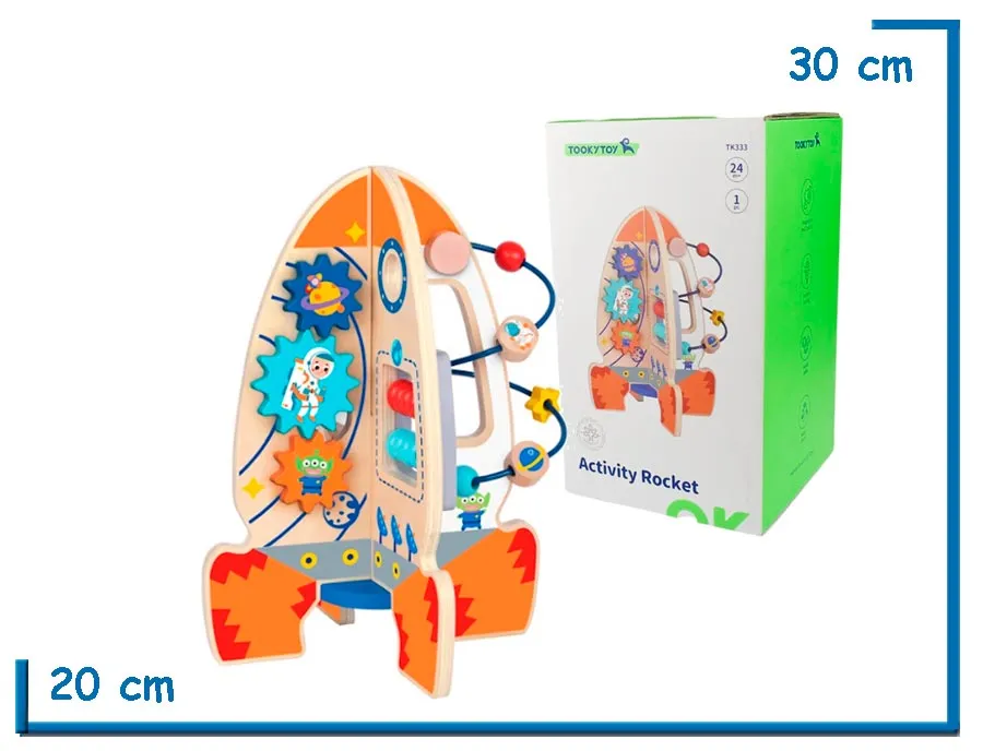 TOOKY TOY ACTIVITY ROCKET COHETE CON ACTIVIDADES DE MADERA