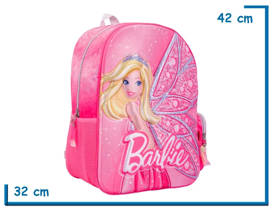 MOCHILA ESPALDA 16” BARBIE ROSA HADA RELIEVE