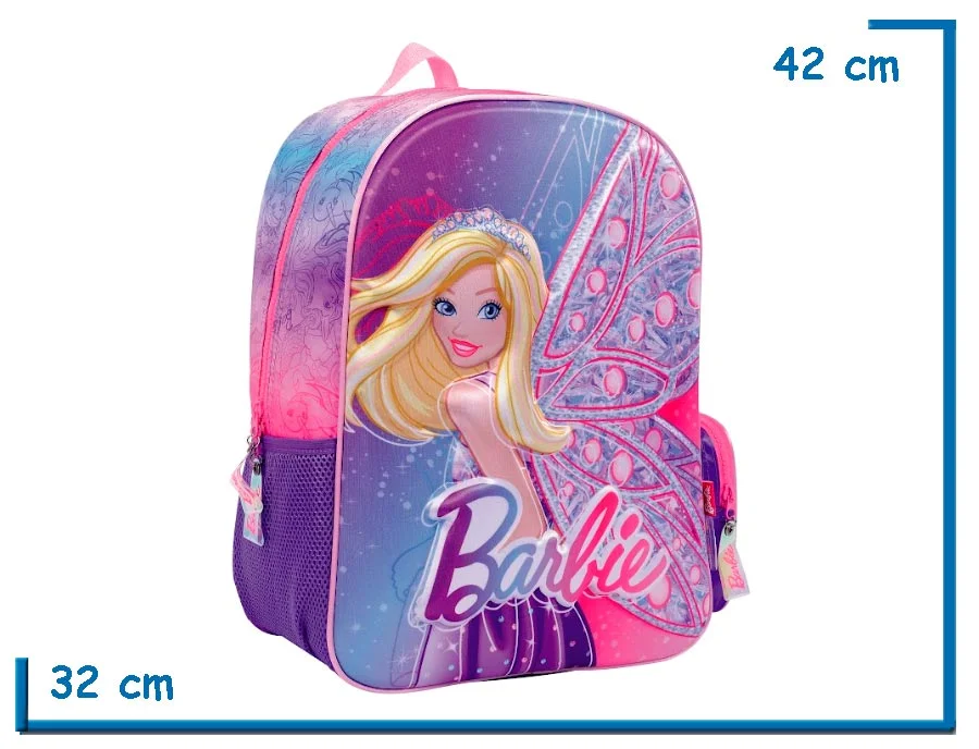 MOCHILA ESPALDA 16” BARBIE VIOLETA HADA RELIEVE