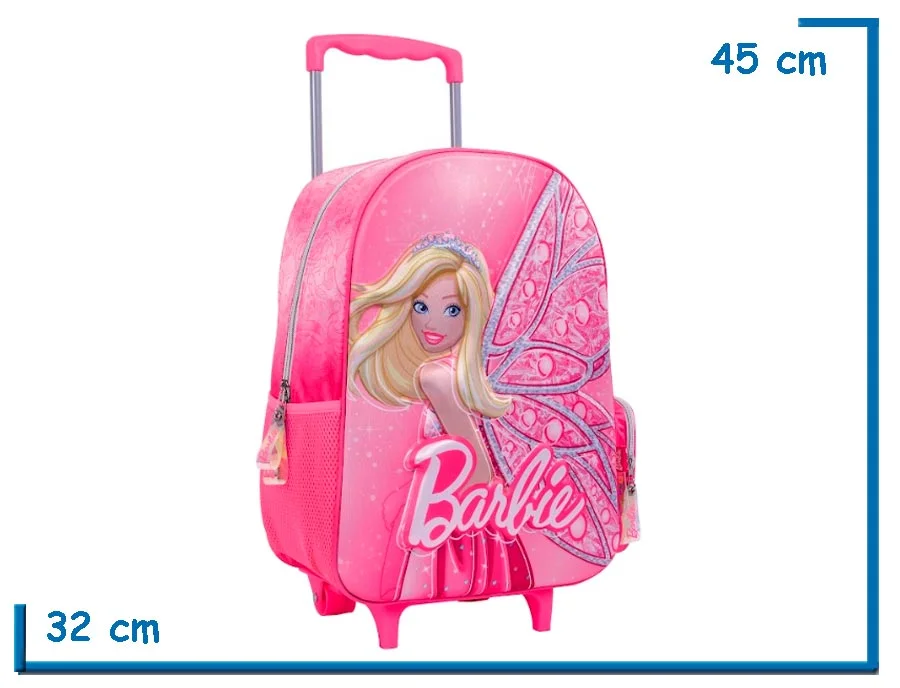 MOCHILA CARRO 16” BARBIE ROSA HADA RELIEVE
