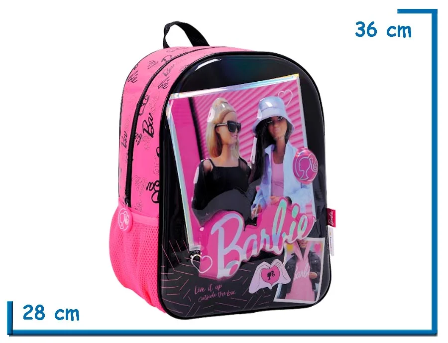 MOCHILA ESPALDA 14” BARBIE NEGRA BARBIE GIRL RELIEVE