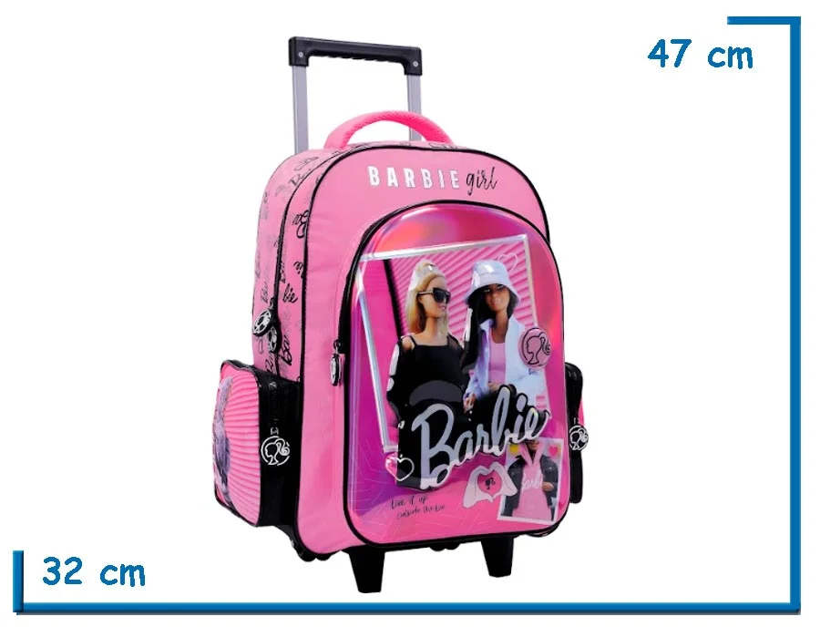 MOCHILA CARRO 18” BARBIE ROSA BARBIE GIRL RELIEVE