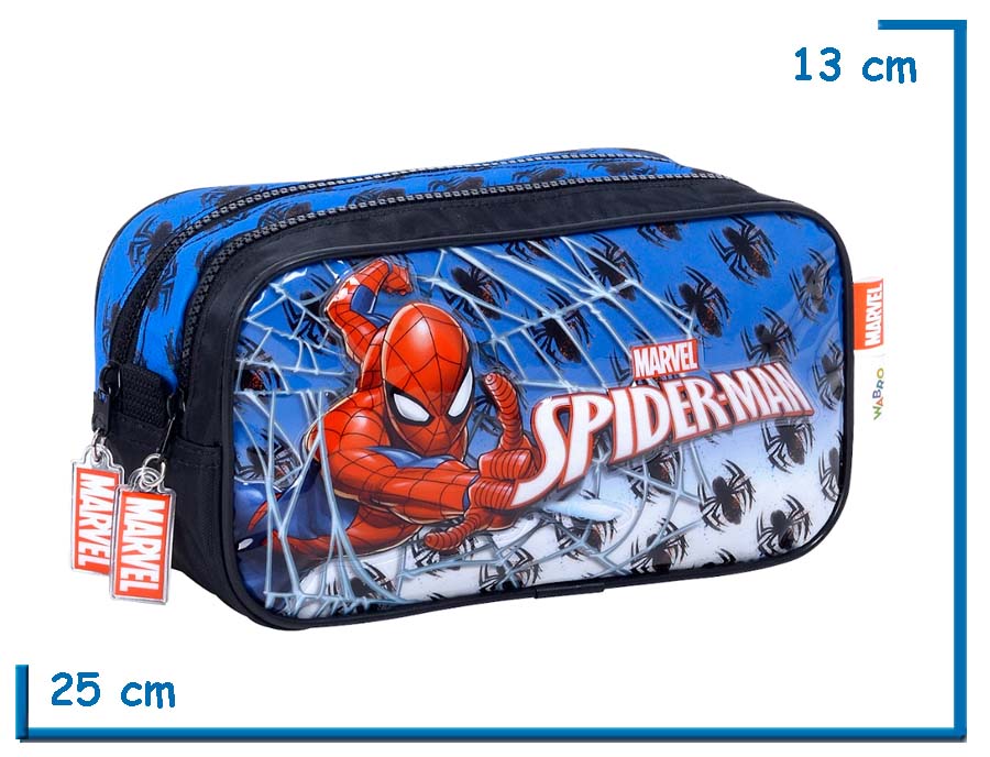 PORTALAPIZ DOBLE SPIDER-MAN AZUL ARA¥AS