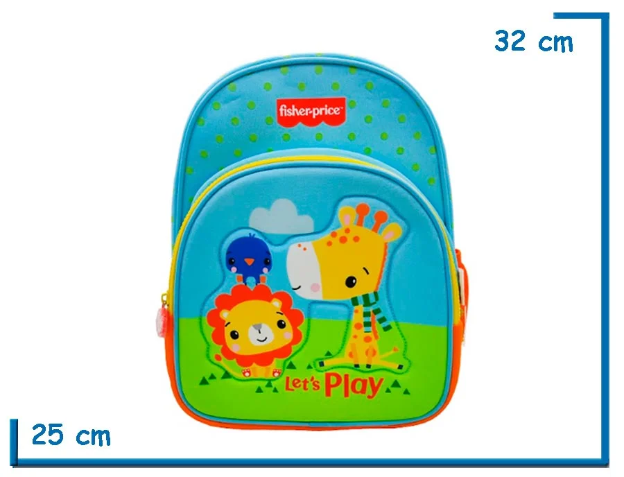 MOCHILA ESPALDA 12” FISHER PRICE JIRAFA Y LEON NEOPRENE