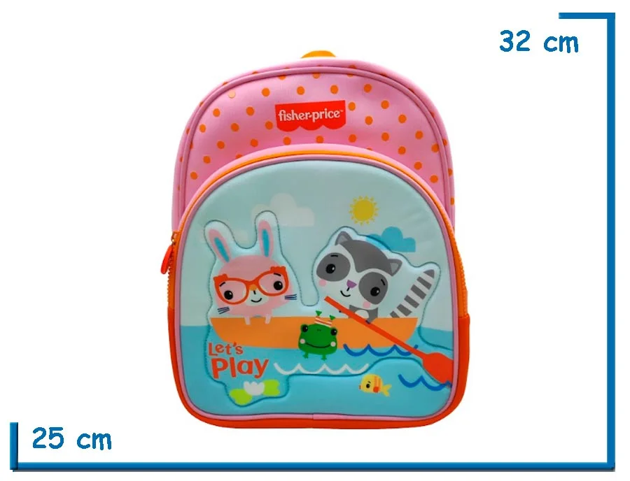 MOCHILA ESPALDA 12” FISHER PRICE CONEO Y MAPACHE NEOPRENE