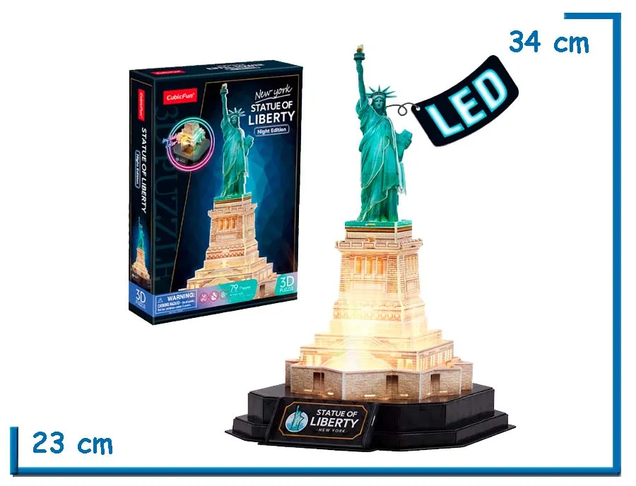 CUBIC FUN NY STATUE OF LIBERTY NIGHT EDITION LED 3D PUZZLE 79 PZS