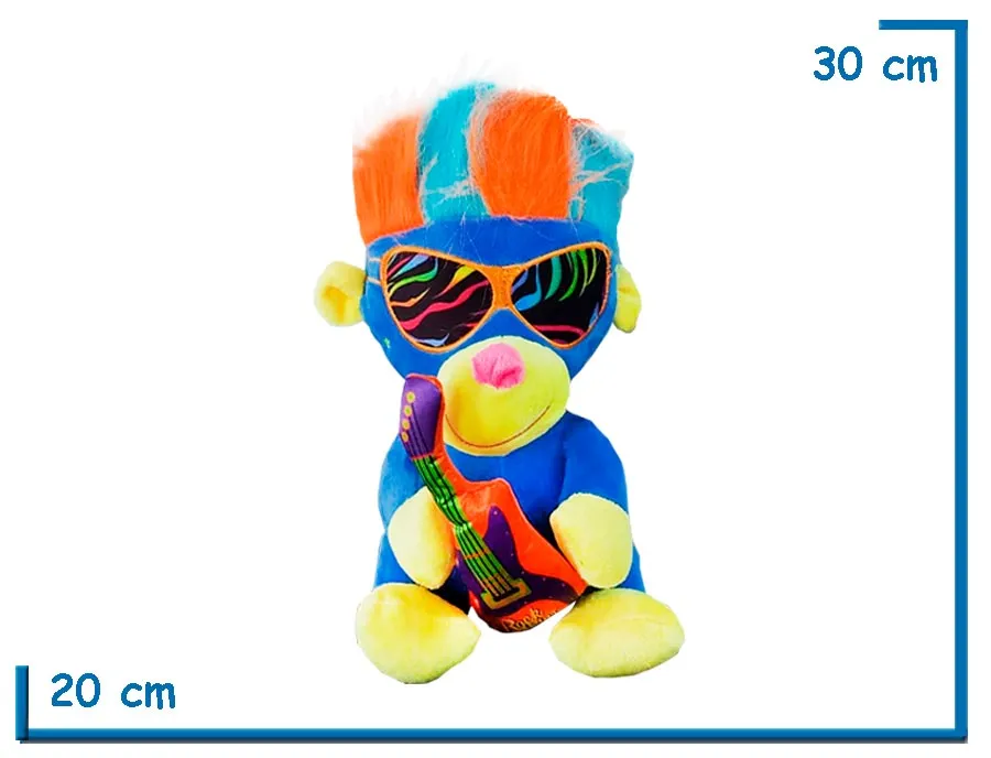 2X1 PELUCHE MONO ROCKERO AZUL 30CM