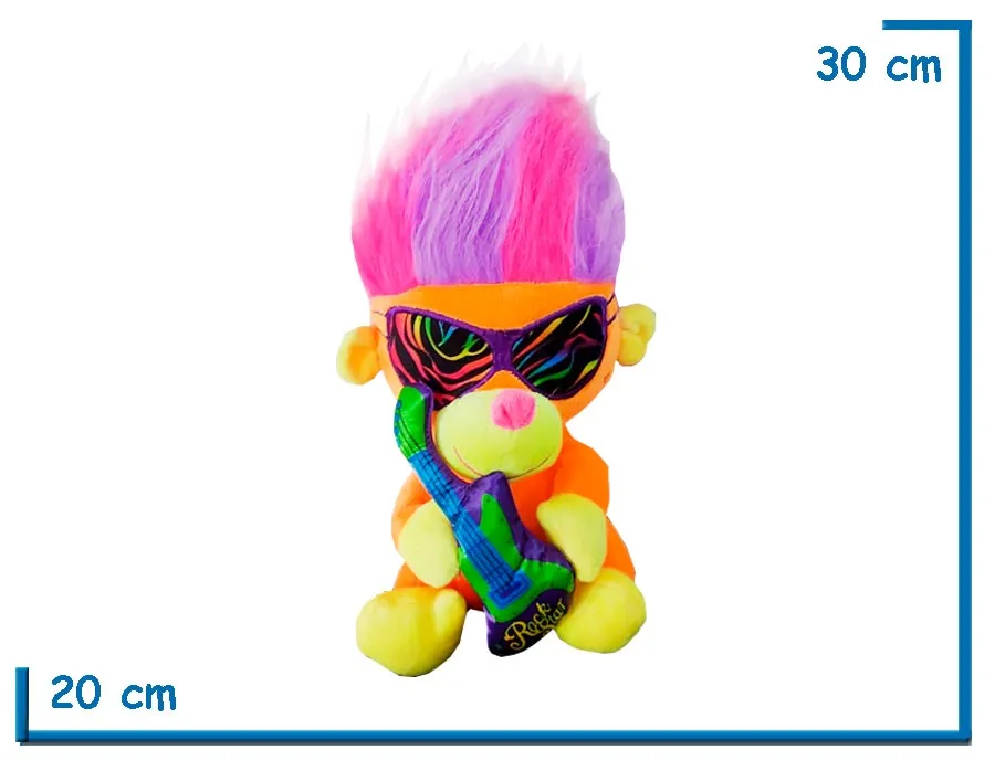 2X1 PELUCHE MONO ROCKERO NARANJA 30CM
