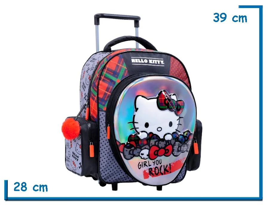 MOCHILA CARRO 14” HELLO KITTY GIRL YOU ROCK RELIEVE