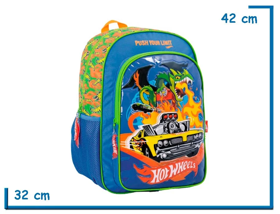 MOCHILA ESPALDA 16” HOT WHEELS VERDE DRAGON