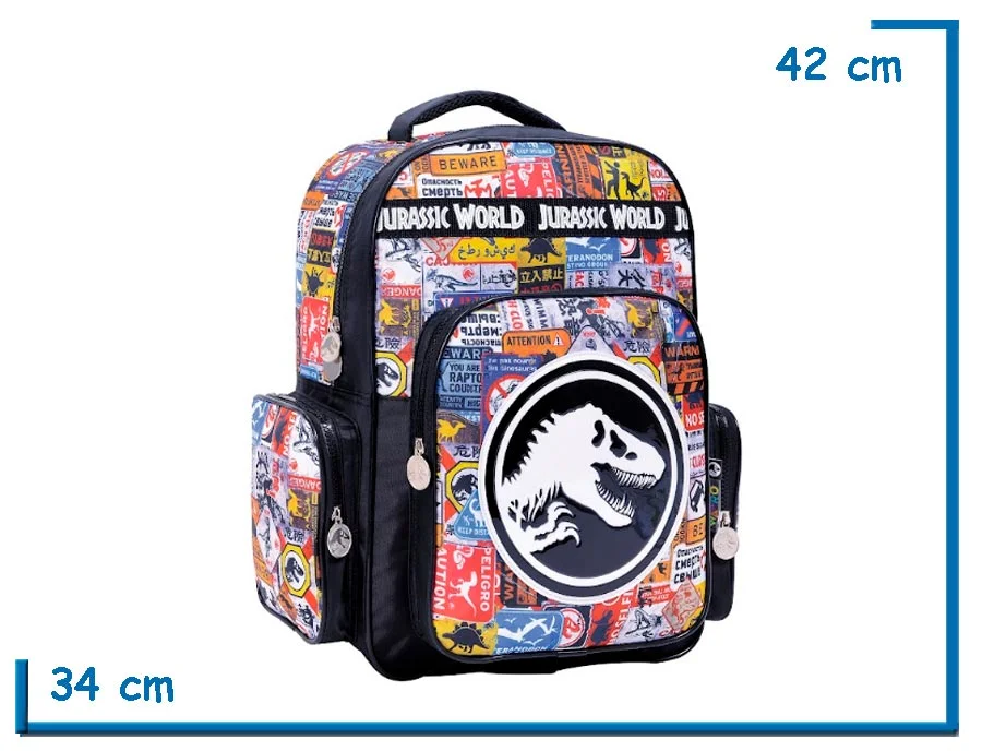 MOCHILA ESPALDA 16” JURASSIC WORLD ADVERTENCIAS