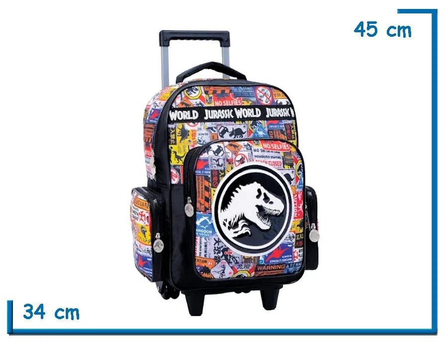 MOCHILA CARRO 16” JURASSIC WORLD ADVERTENCIAS