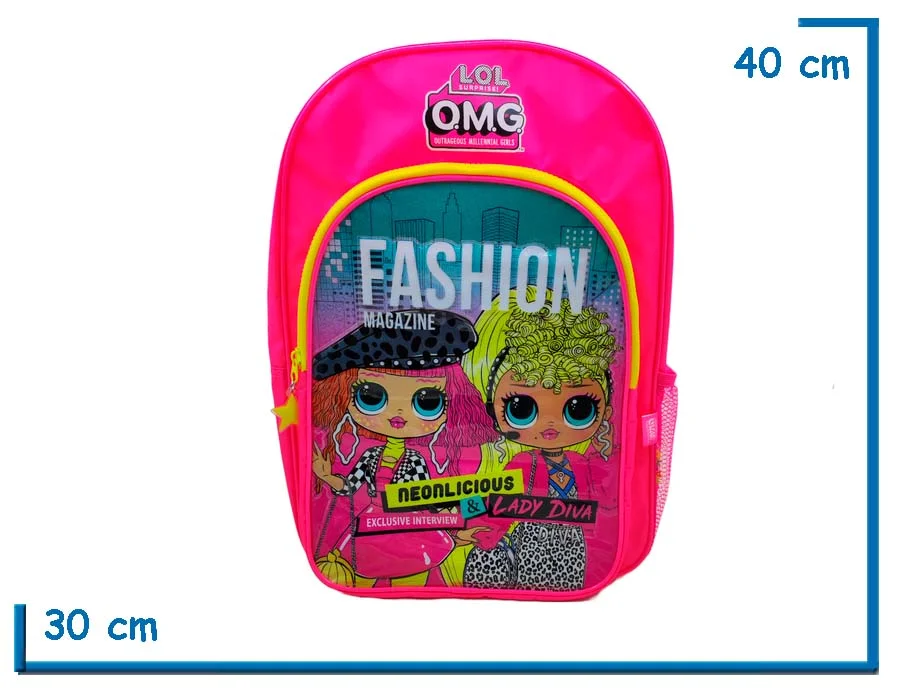 MOCHILA ESPALDA 16″ LOL ROSA FASHION NEON