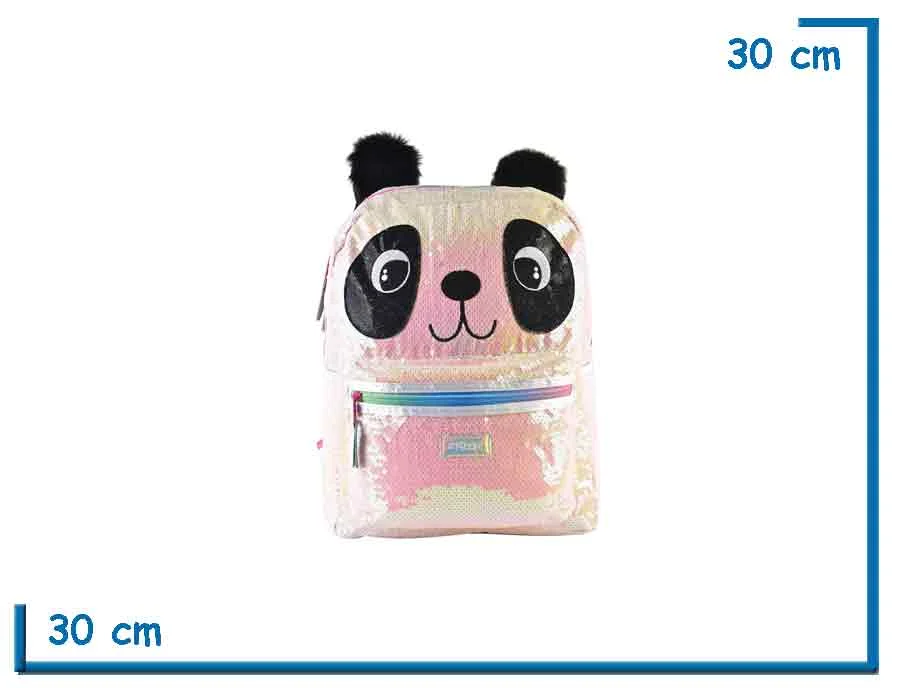 MOCHILA ESPALDA 12″ KOOSHI PANDA TORNASOLADA CON LENTEJUELAS