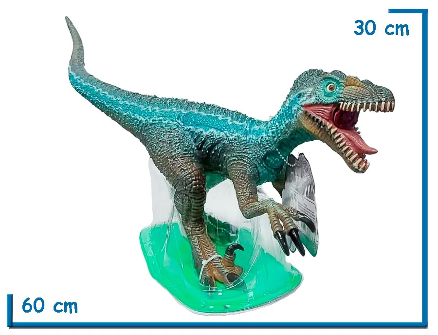 DINOSAUR VELOCIRAPTOR CON SONIDO EN BLISTER 60CM